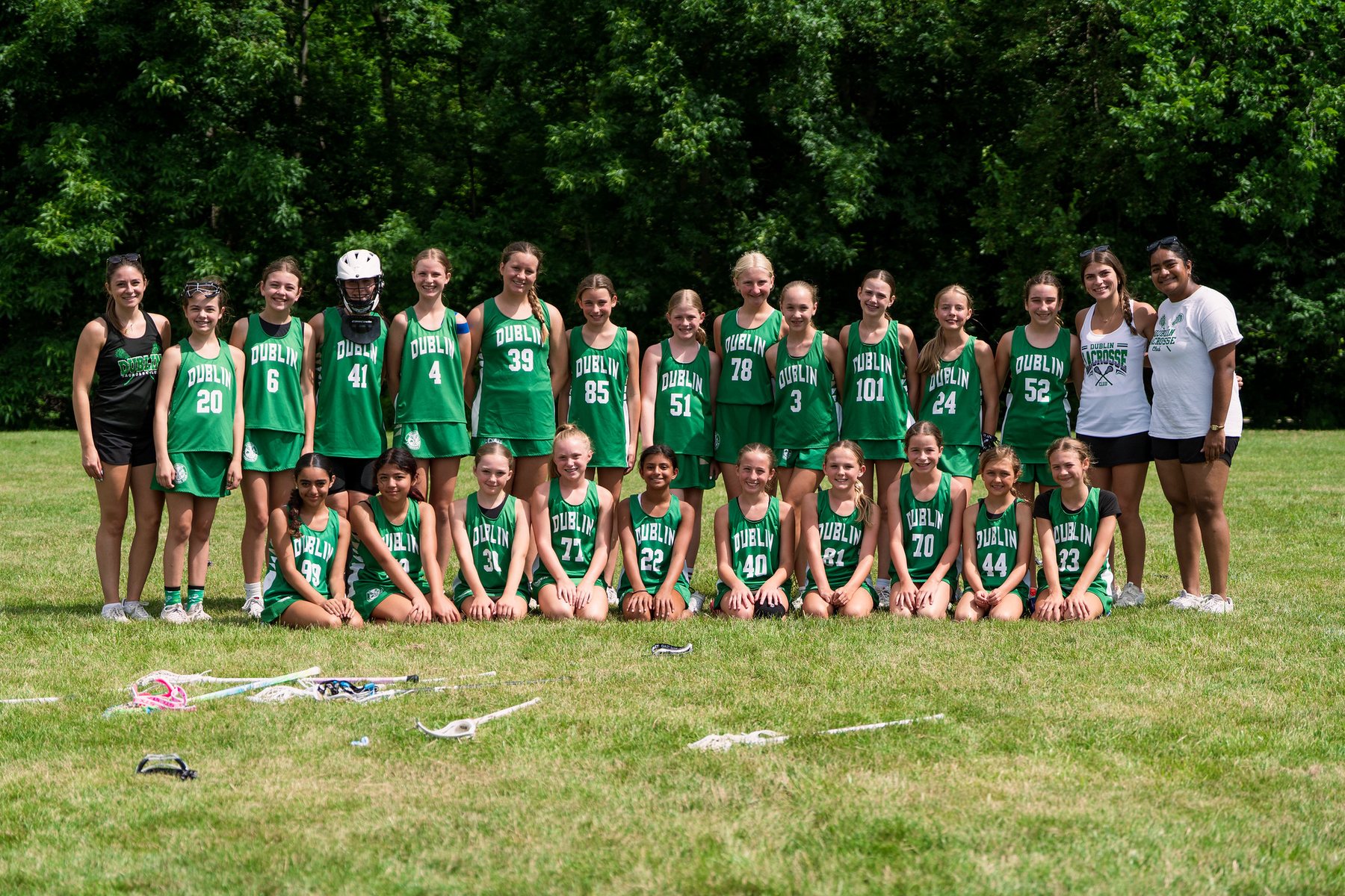 Dublin Lacrosse Club team gathered for a tournament photo