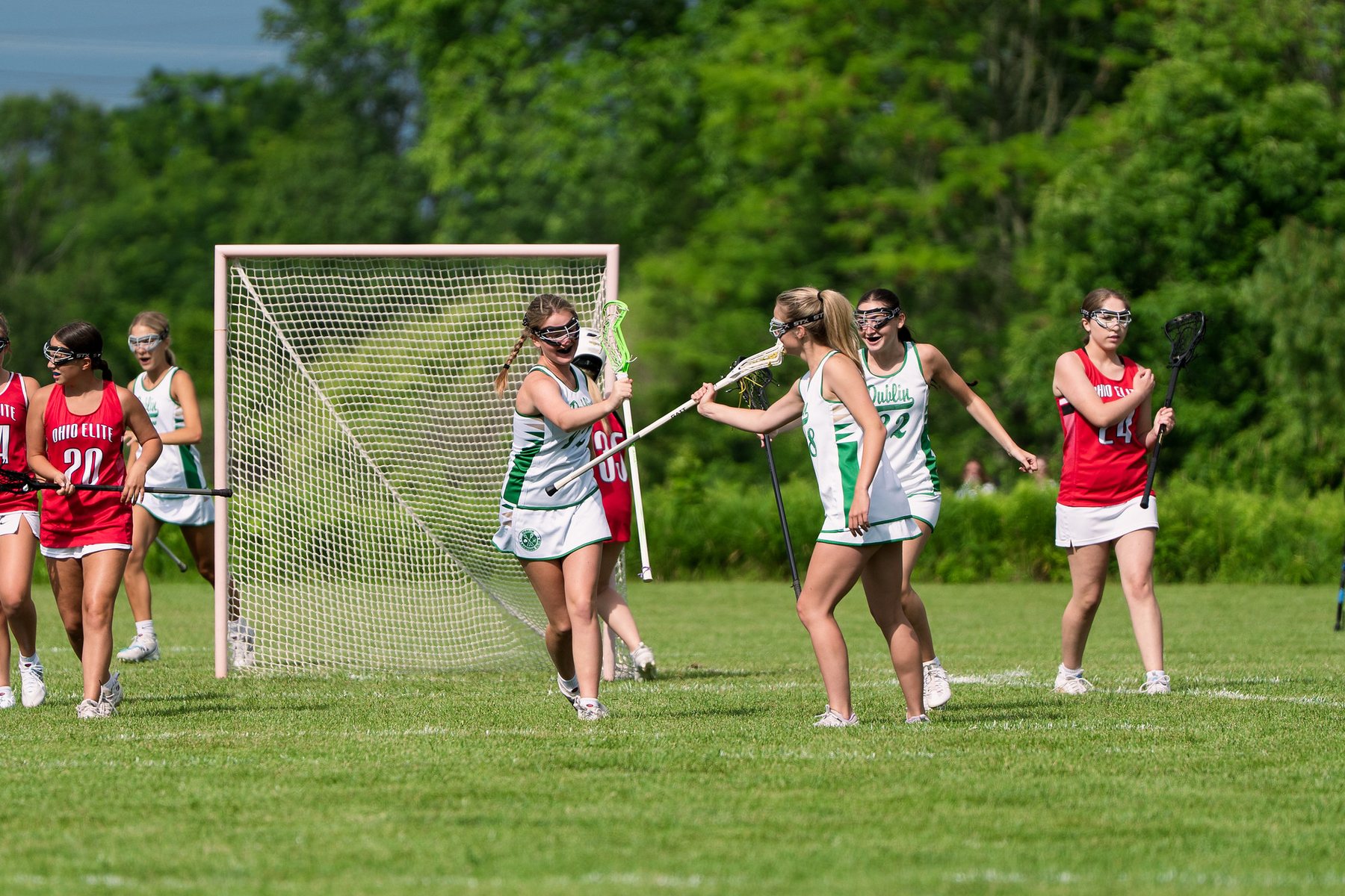 Dublin Lacrosse Club players celebrating after a goal